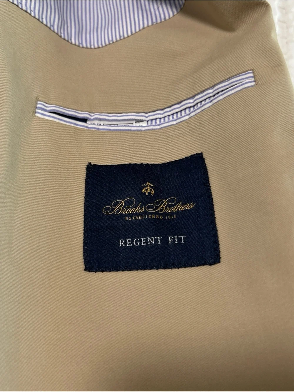 Brooks Brothers Men's Regent Fit Manteco Cotton Blazer Jacket Beige Khaki 48R